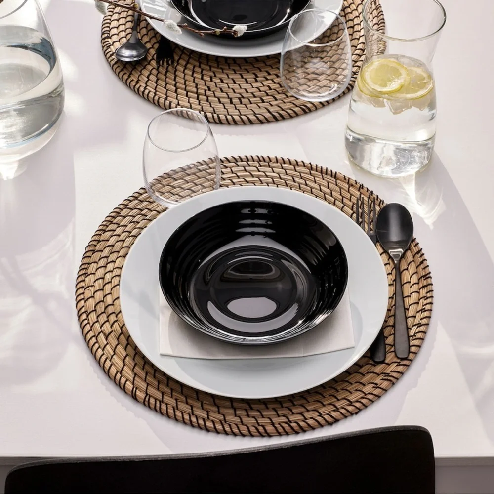6 x IKEA Deep plate/bowl, black, 7 ½ 